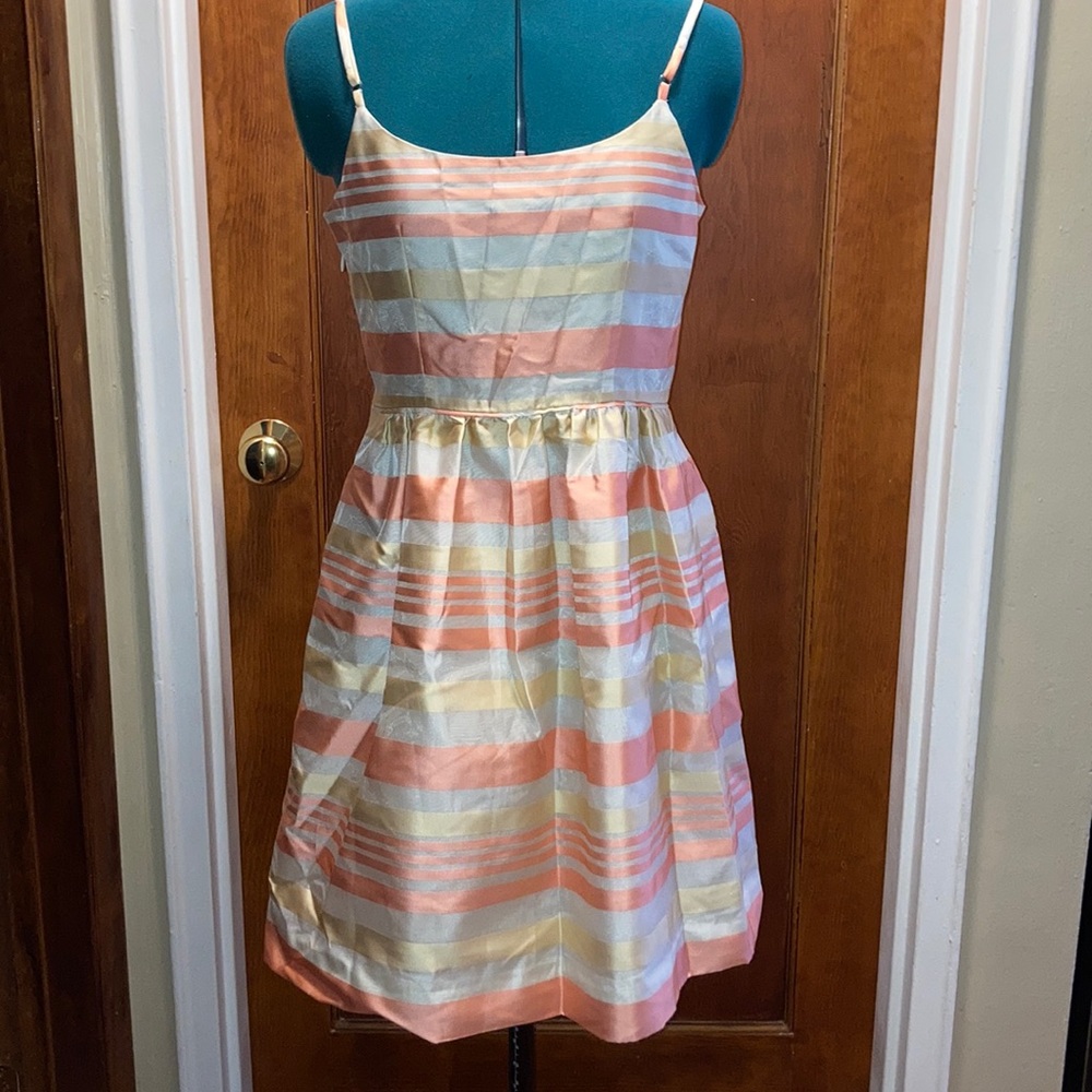 Peach and cream striped dress